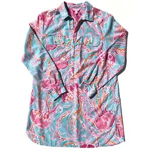 Lilly Pulitzer Captiva Tunic Women’s S Jellies Be Jammin Swim Coverup Pink Blue